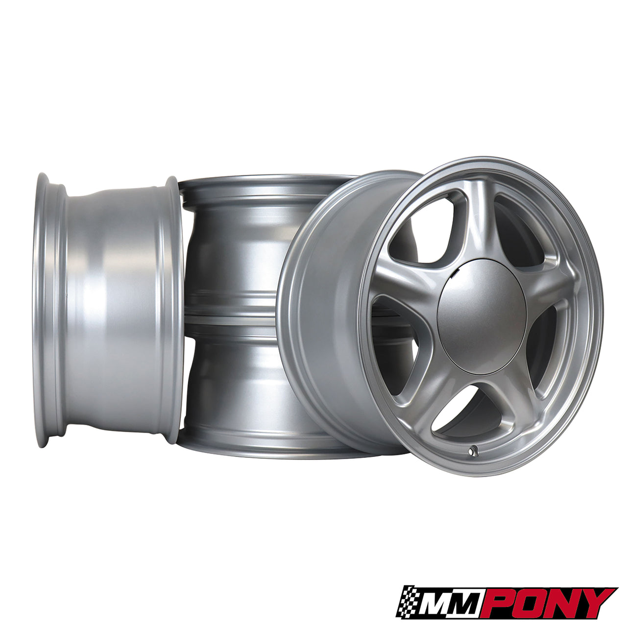 1979-1993 Mustang 17x8" Pony Wheel Set W/Hardware - Silver - 5 Lug - CA-MA3550-Classic-Auto-Store-Online