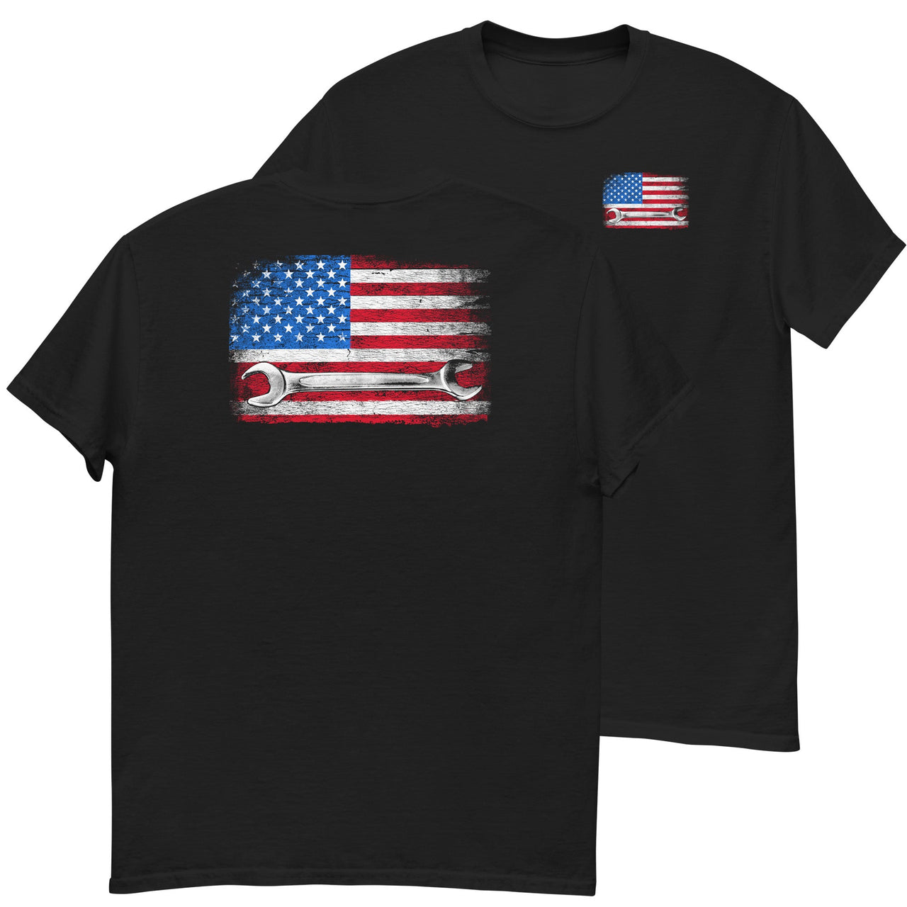 Mechanic T-Shirt American Flag Wrench Design