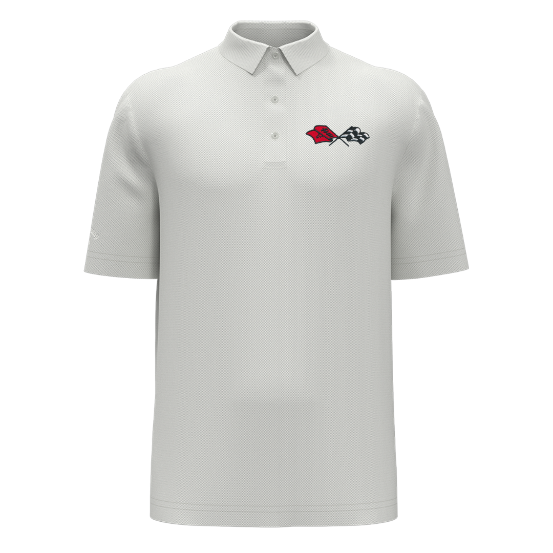 Men's Corvette Callaway Birdseye Opti-Dri Golf Polo Shirt - Bright White Silver