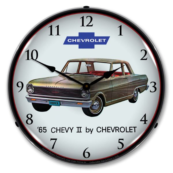 1965 Chevrolet Nova / Chevy II LED Clock. Silver  - CA