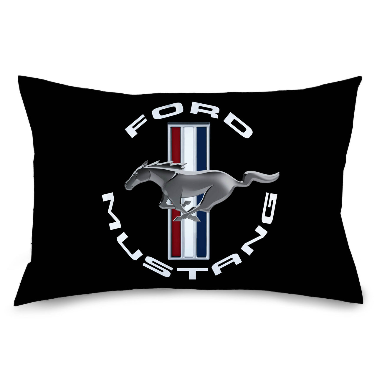 Ford Mustang Tri-Bar Logo Black Pillowcase