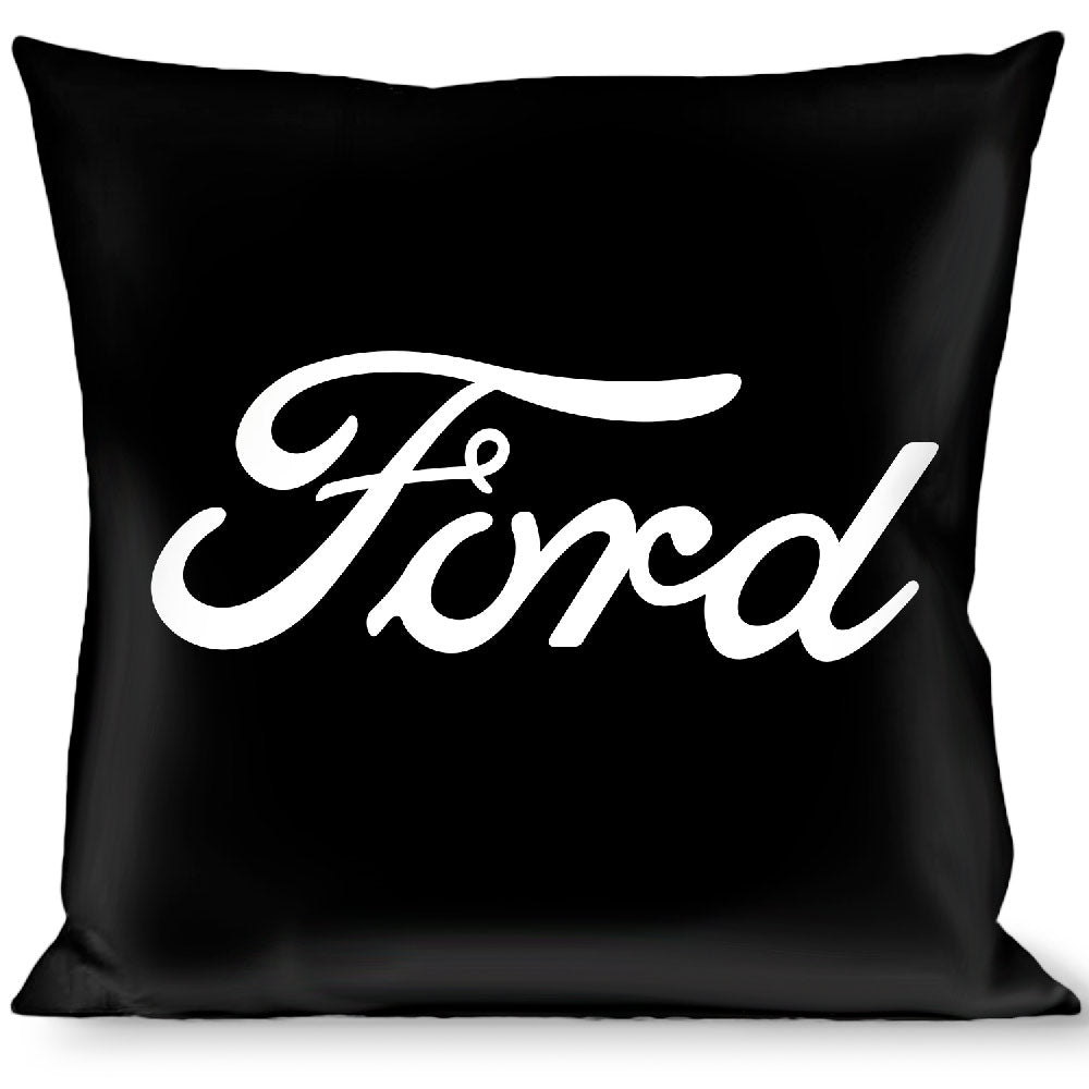 Ford Script Black & White Throw Pillow