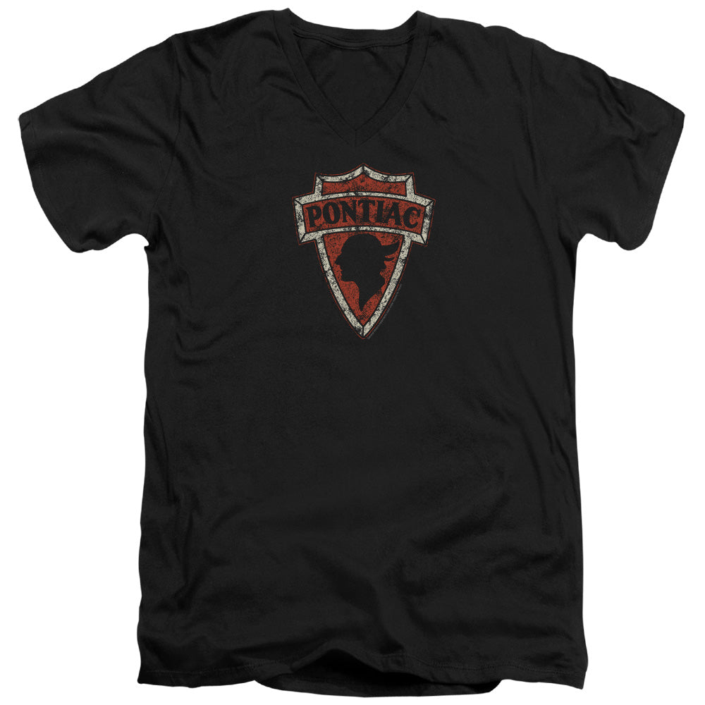 Pontiac Early Arrowhead Adult Slim Fit V-Neck Cotton - Black