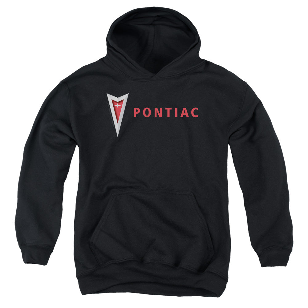 Pontiac Modern Pontiac Arrowhead-Youth Hooded Sweatshirt-Black
