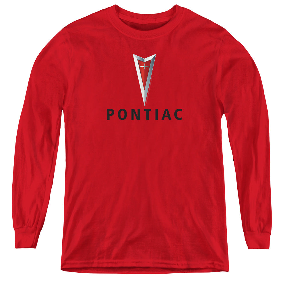 Pontiac Centered Arrowhead Youth Long Sleeve - Red