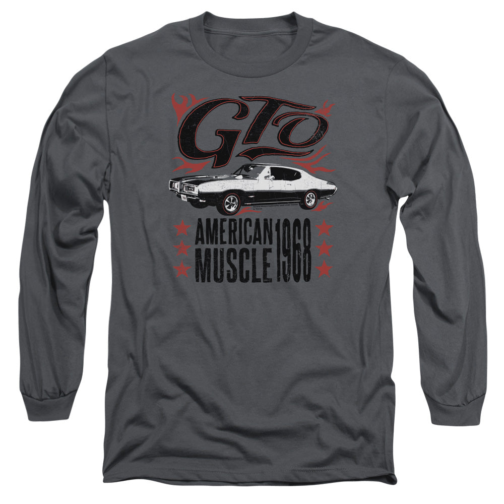 Pontiac GTO Flames Adult Long Sleeve - Charcoal