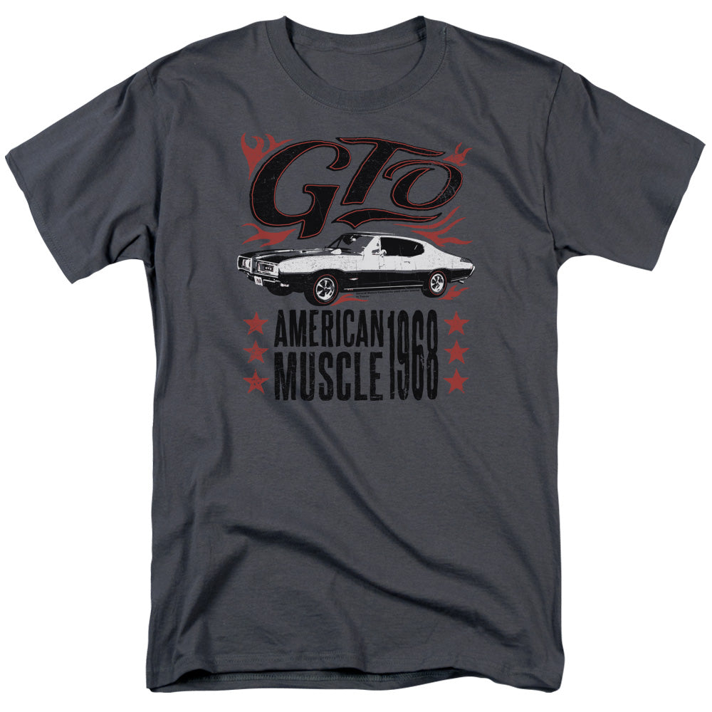 Pontiac GTO Flames Adult Regular Fit Short Sleeve - Black