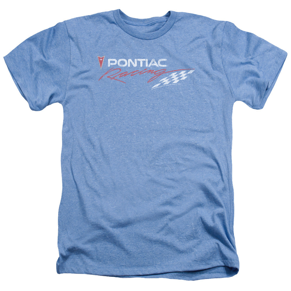 Pontiac Racing Rough Hewn-Adult Regular Fit Heather Short Sleeve-Light Blue