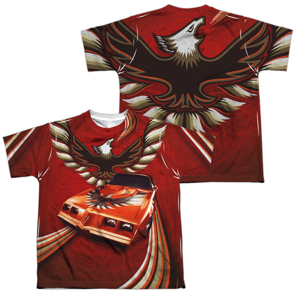 Pontiac Firebird Flames (Front/Back Print) Youth Short Sleeve 100% Poly - White