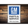 Personalized GM Parts & Service Aluminum Sign