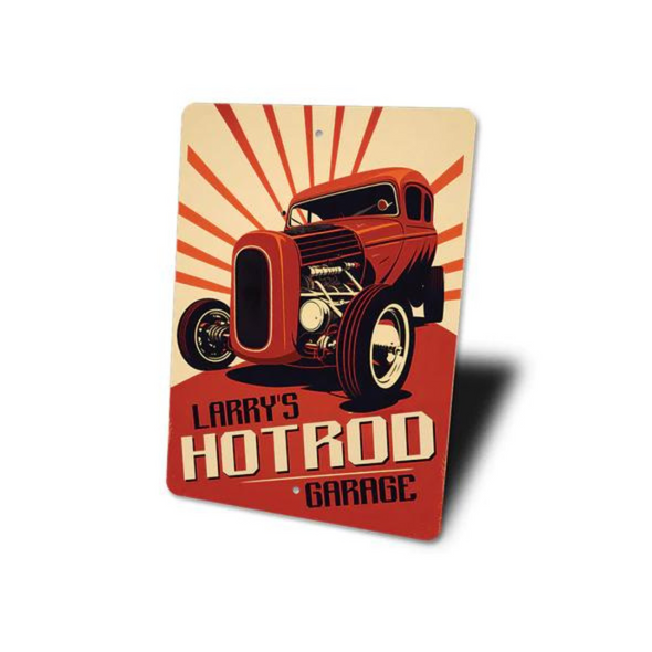 Personalized Hot Rod Garage Aluminum Sign
