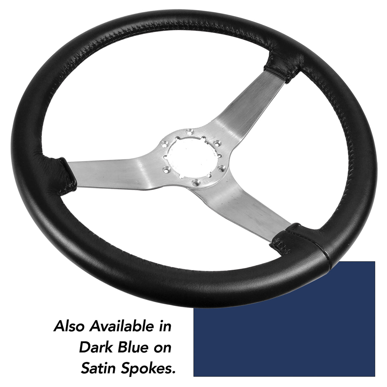 1978-1979 Corvette NQP Reproduction Steering Wheel Dark Blue Leather Satin Spokes - CA-Q23748-Corvette-Store-Online