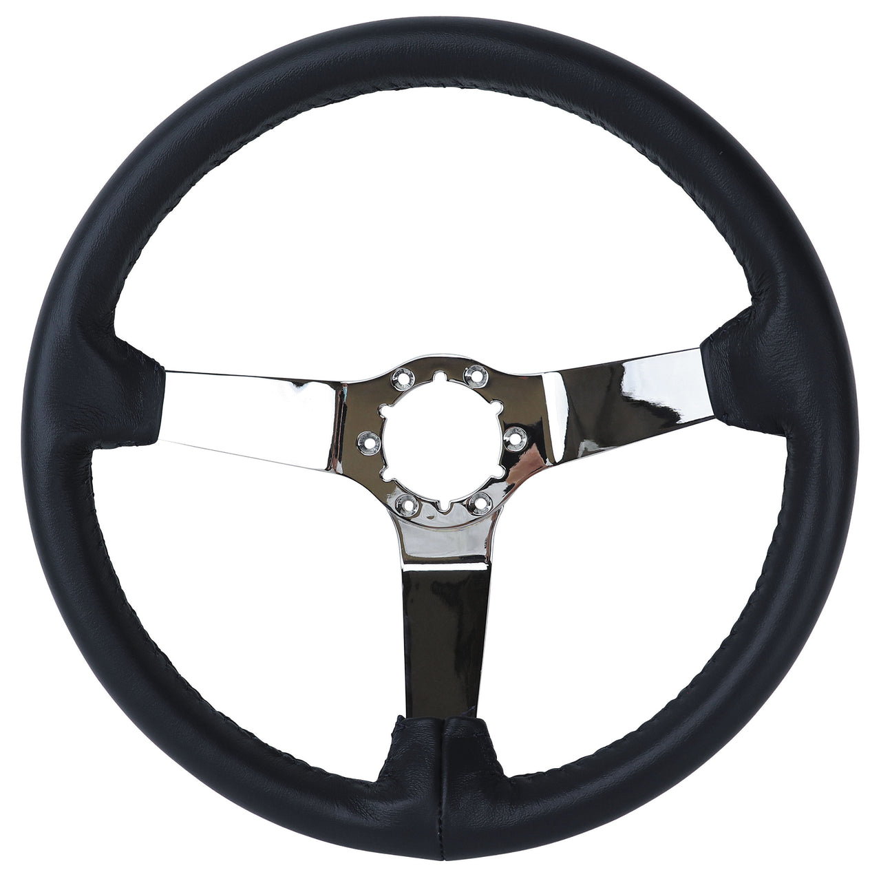 1982-1982 Corvette NQP Reproduction Steering Wheel Dark Blue Leather Chrome Spokes - CA-Q23846-Corvette-Store-Online