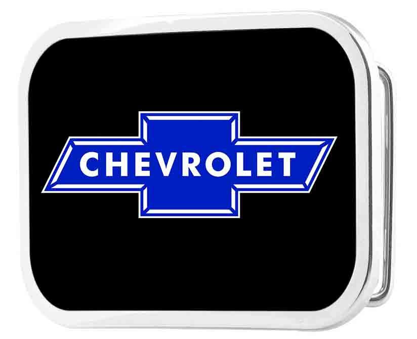 Chevy Bowtie Black & Blue Chrome Rock Star Buckle