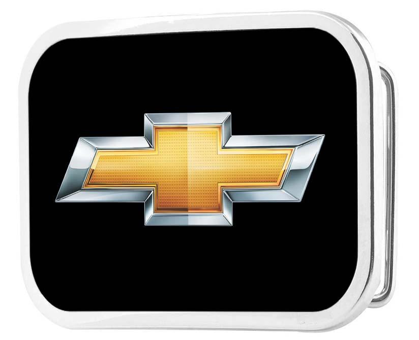 Chevy Bowtie Black & Gold Chrome Framed Rock Star Buckle