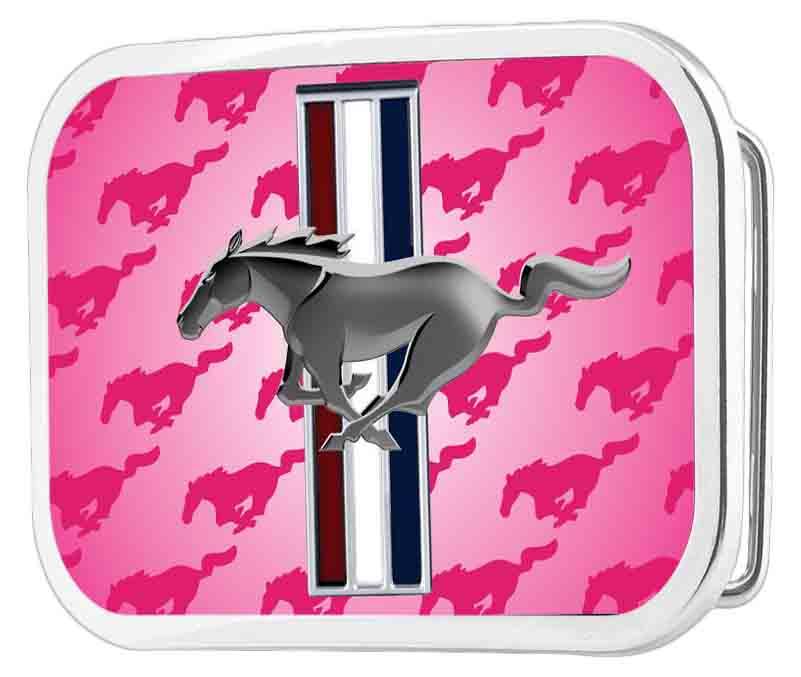 Ford Mustang Pony Logo Pink & Chrome Rock Star Buckle