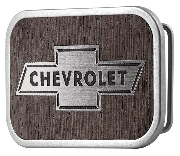 Chevy Bowtie Framed Marquetry Black Walnut Rock Star Buckle