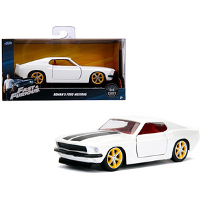 Roman's Ford Mustang White with Black Stripes and Red "Fast & Furious" 1/32 Diecast