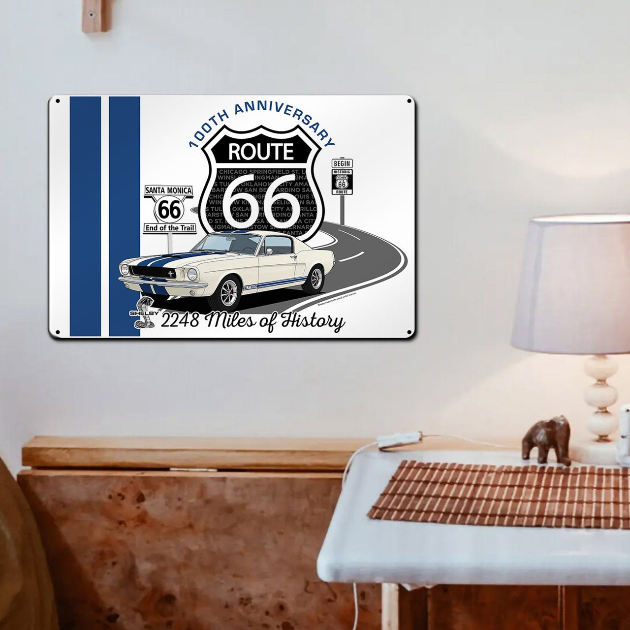 Route 66 100th Anniversary Metal Sign – Shelby GT350 Edition (18 x 12 inches)