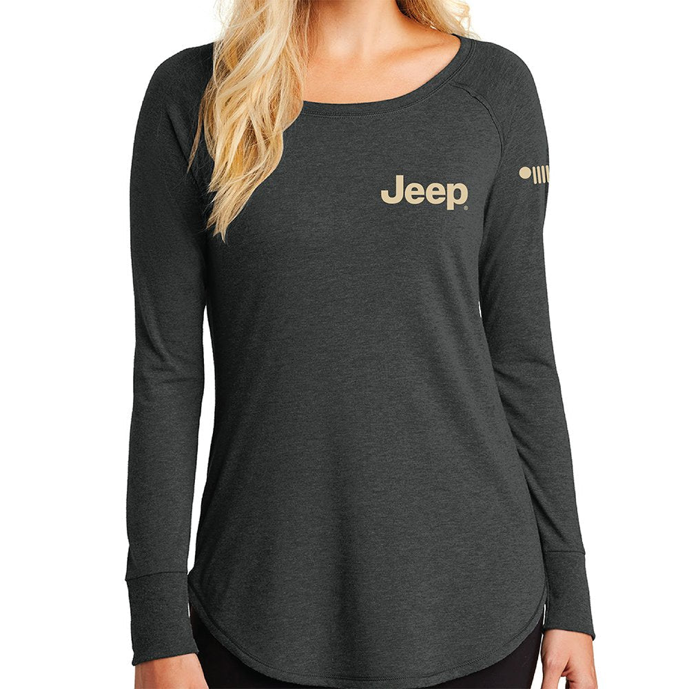 Ladies Jeep® For All Life's Adventures Long Sleeve Tunic T-shirt - Heather Black