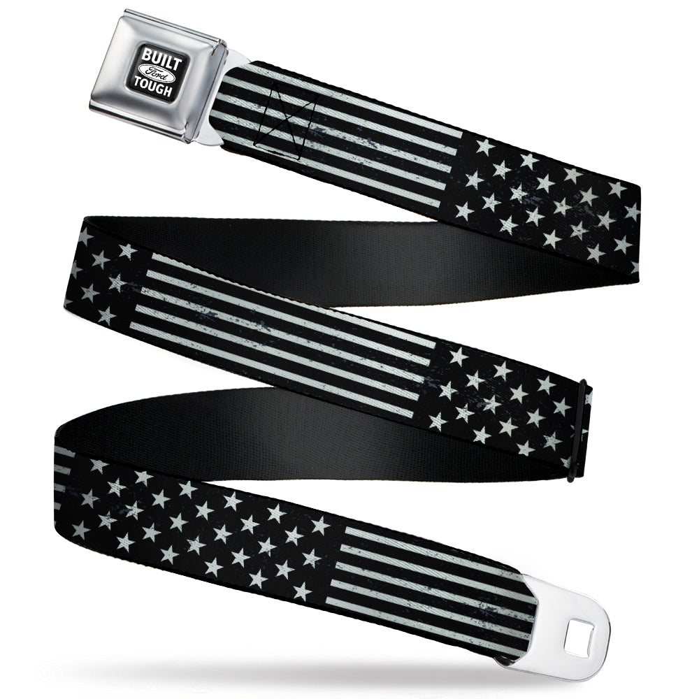 Built Ford Tough American Flag Weathered Black & Gray Seatbelt Belt