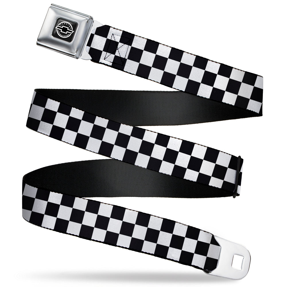 Chevy Seatbelt Belt Checkered Black & White Webbing