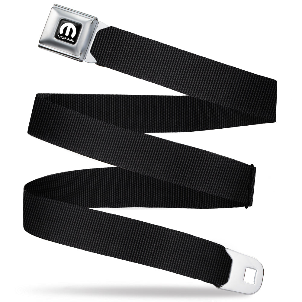 Mopar Black & White Logo Seatbelt Belt - Black Webbing