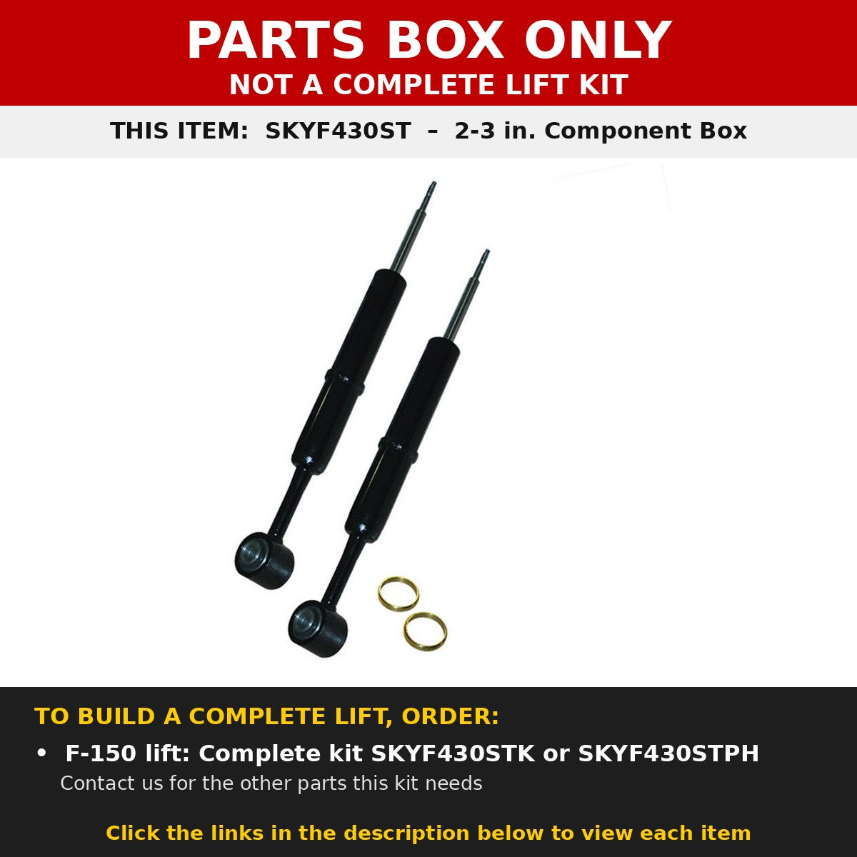 PARTS BOX ONLY - SKYF430ST component box, not a complete lift kit