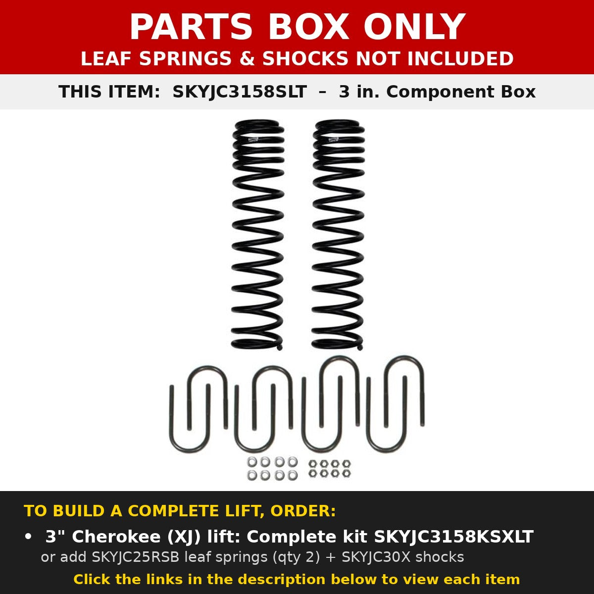 Skyjacker JC3158SLT Component Box - Parts box only, not a complete lift kit