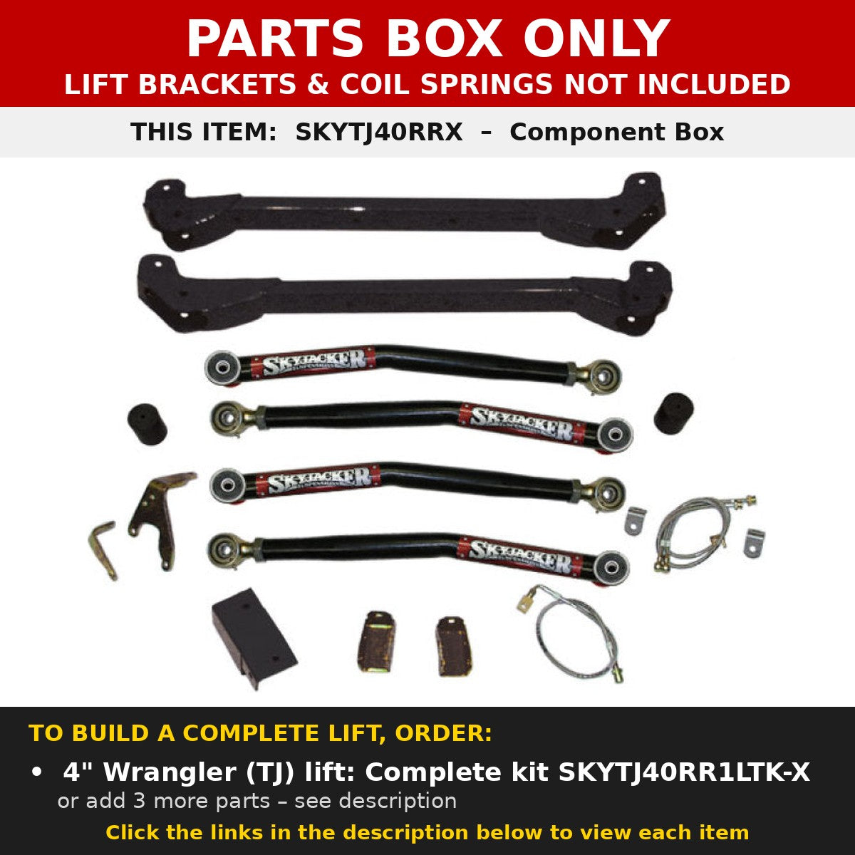Skyjacker TJ40RRX Component Box - Parts box only, not a complete lift kit