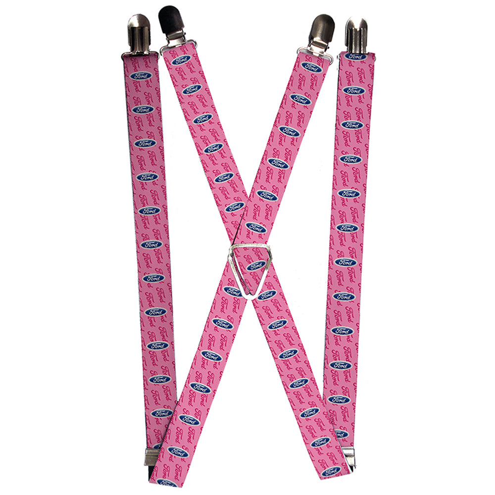 Ford Ovals With Text Pink Suspenders - 1.0"