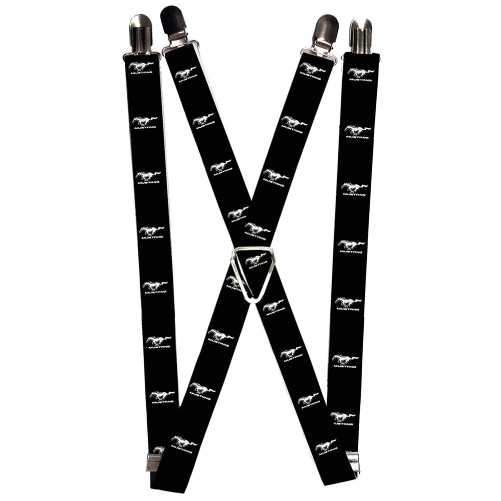 Ford Mustang Black & White Logo Suspenders - 1.0"