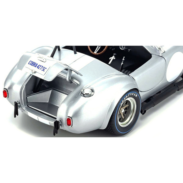 shelby-cobra-427-s-c-silver-metallic-with-white-stripes-1-18-diecast-model-car-by-kyosho