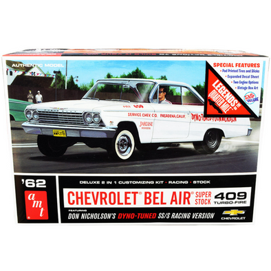 Skill 2 Model Kit 1962 Chevrolet Bel Air Super Stock 409 Turbo-Fire 2-in-1 Kit 1/25 Scale Model