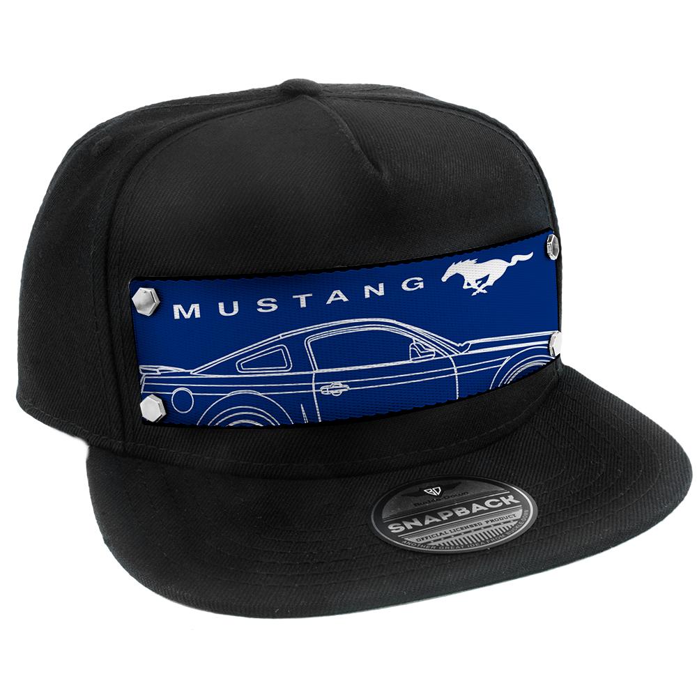 Ford Mustang Blueprint Embellishment Trucker Hat Black