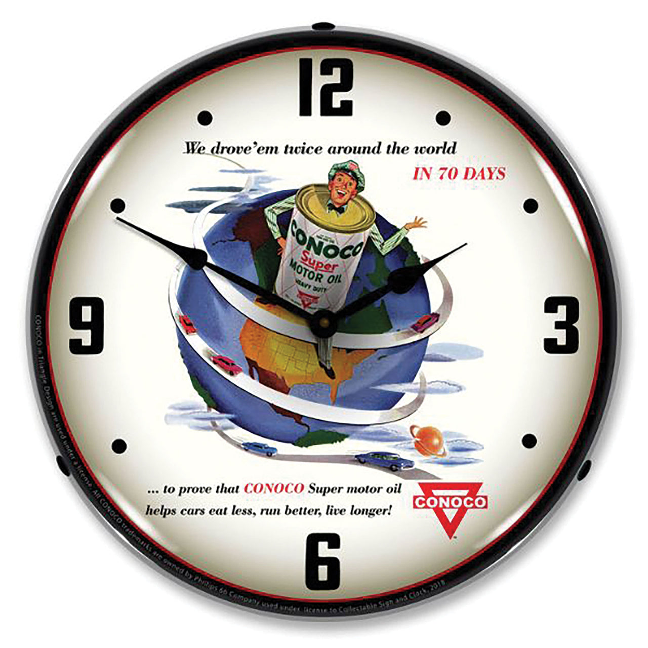 1953-2020 Universal LED Clock Conoco Super Motor Oil - CA-UN0066-Corvette-Store-Online