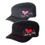 1953-2022 Universal Military Style Cap "I Love My Chevy" With Heart Adjustable Hood And Loop Closure - CA-UN2330-Corvette-Store-Online