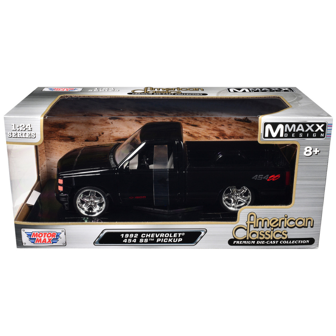 1992 Chevrolet 454 SS Pickup Truck Black "Maxx Design" "American Classics" Series 1/24 Diecast Model Car