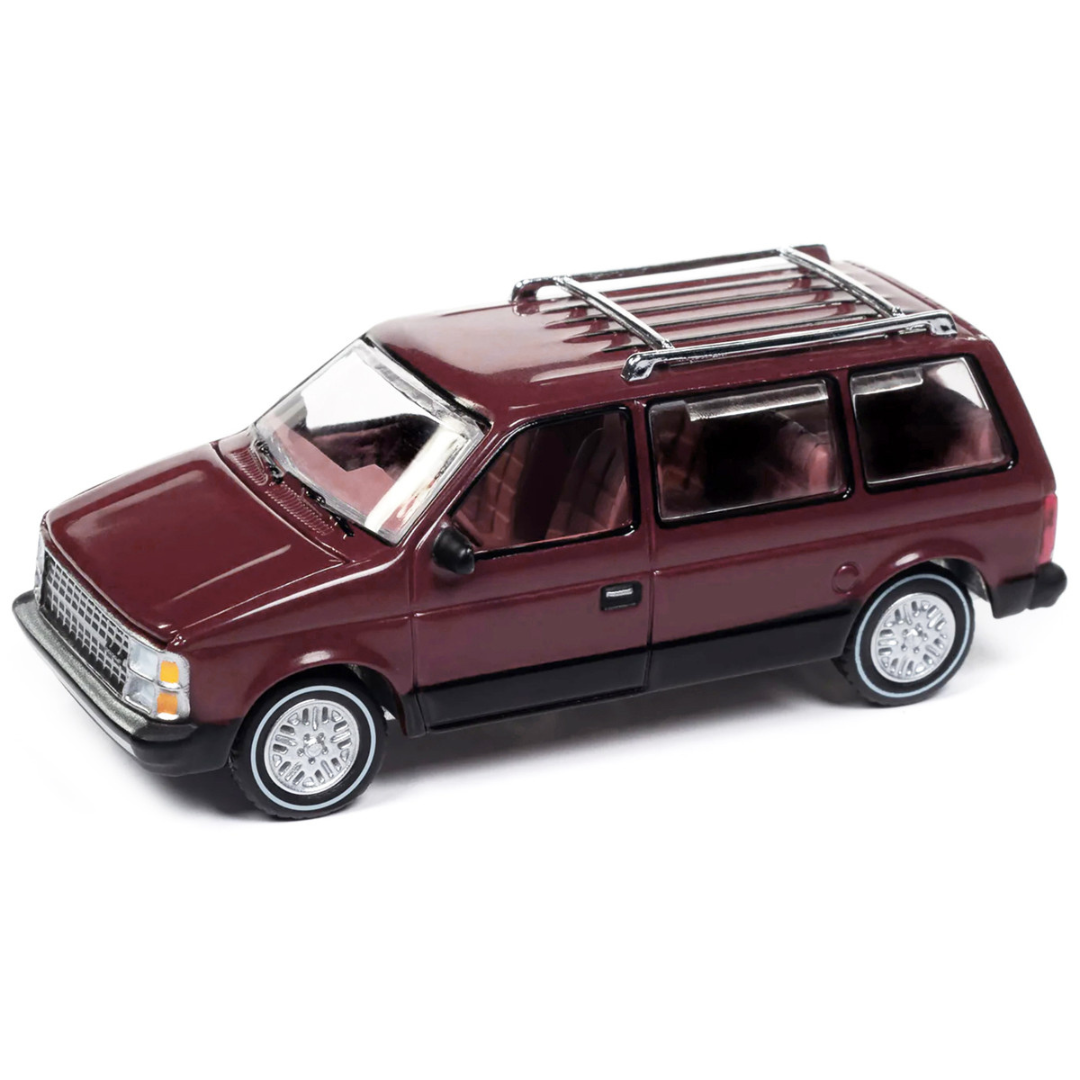 1985 Dodge Caravan Van Crimson Red and Black "Mighty Minivans" Series 1/64 Diecast Model Car