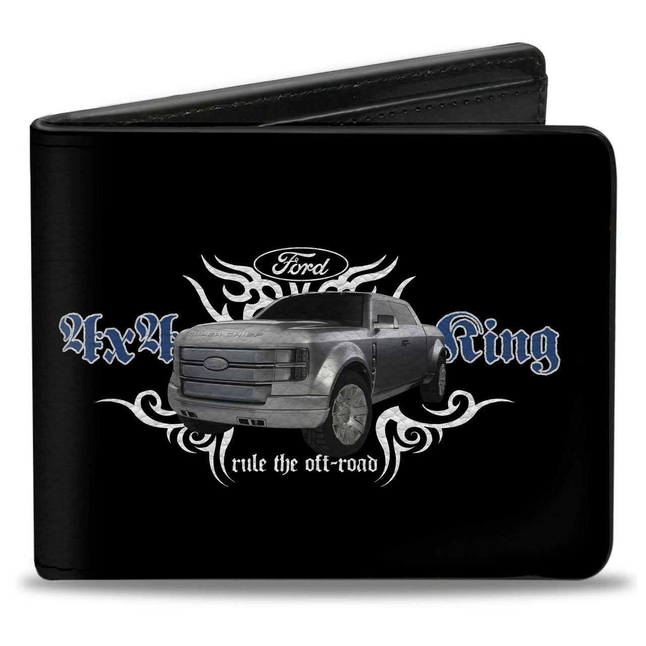 Bi-Fold Wallet - FORD 4x4 TRUCKING-RULE THE OFF-ROAD Black White Blue Grays