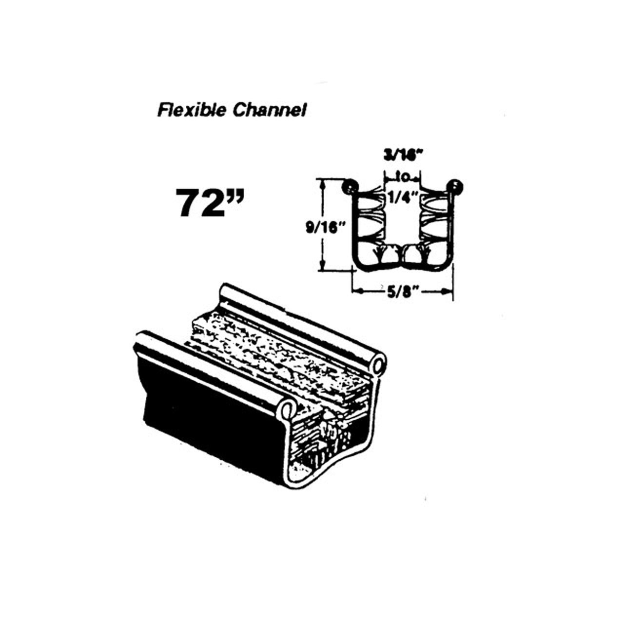 Wc 11-72 Flexible Glass-Run Channel Buick Century 1954-1958, Century Series 60 1936-1942, Electra 1959-1960, Invicta 1959-1960, Lesabre 1959-1960