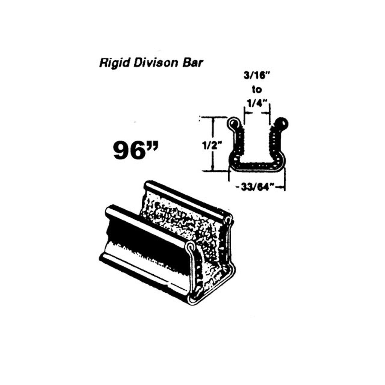 Wc 1-96 Rigid Division-Bar Channel Made With Zinc-Plated Bead Buick Century 1954-1958, Century Series 60 1940-1942, Electra 1959-1960