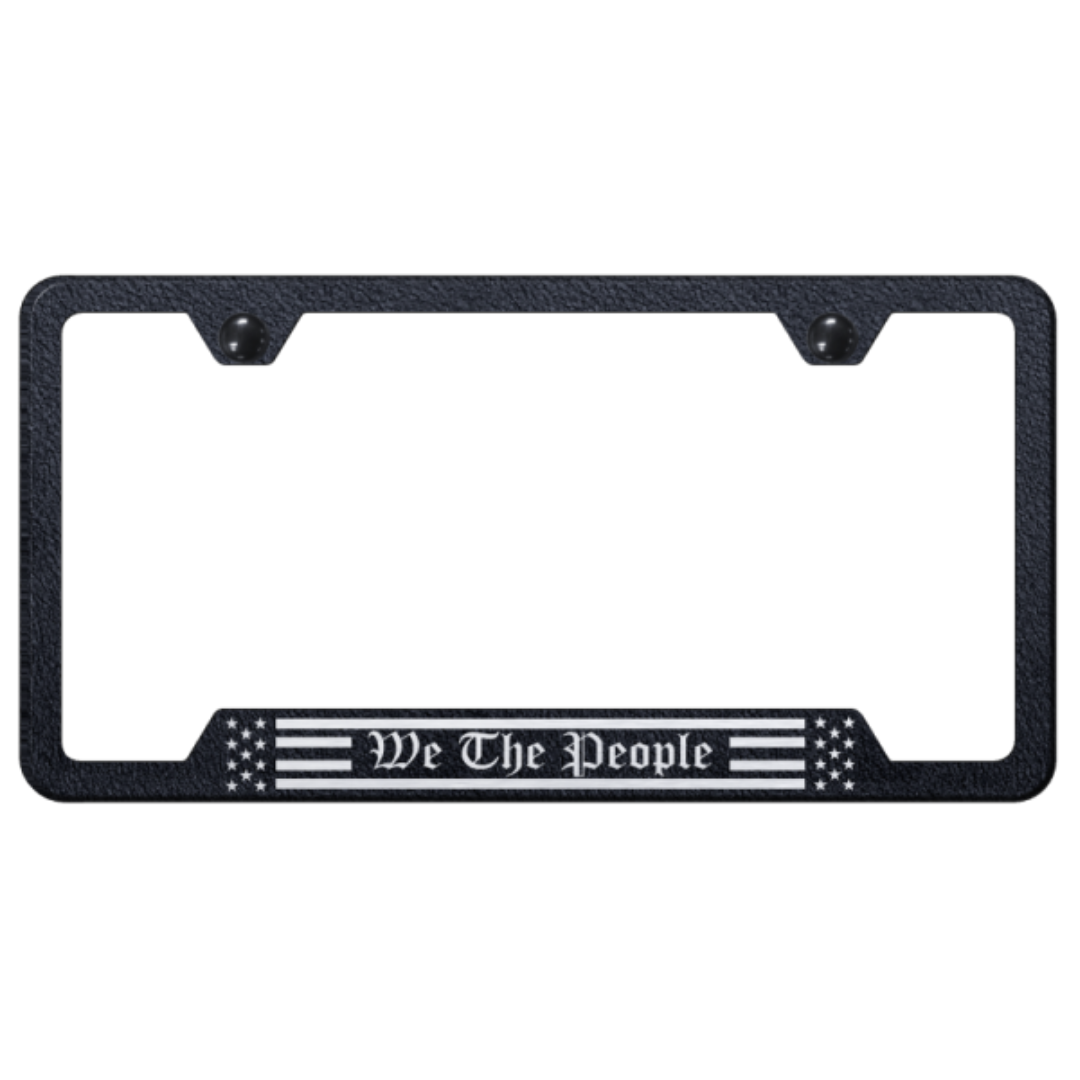 We The People Flag License Plate Frame | Laser Etched Rugged Black