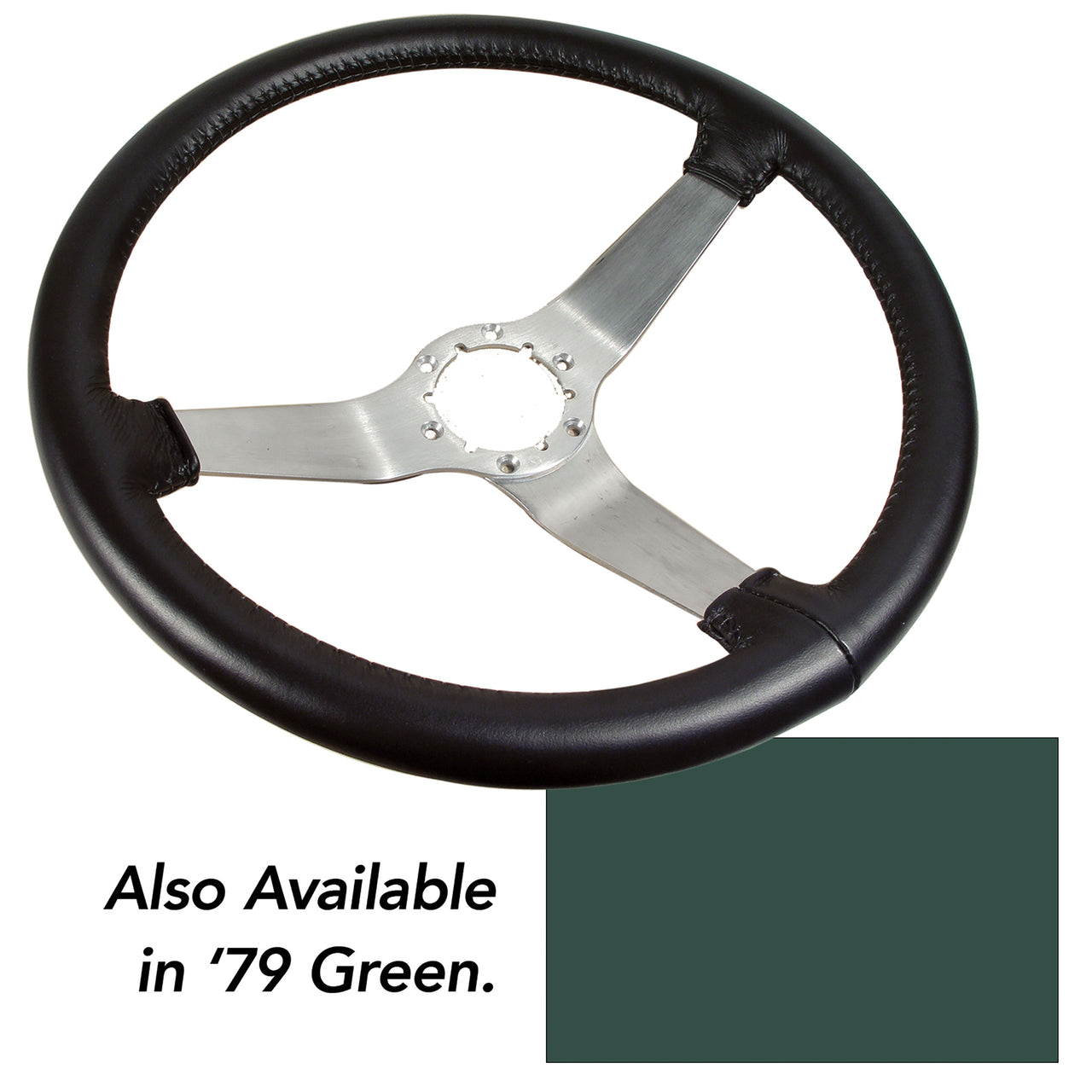 1979-1979 Corvette Reproduction Steering Wheel - Green Leather W/Satin Spokes - CA-X23714-Corvette-Store-Online