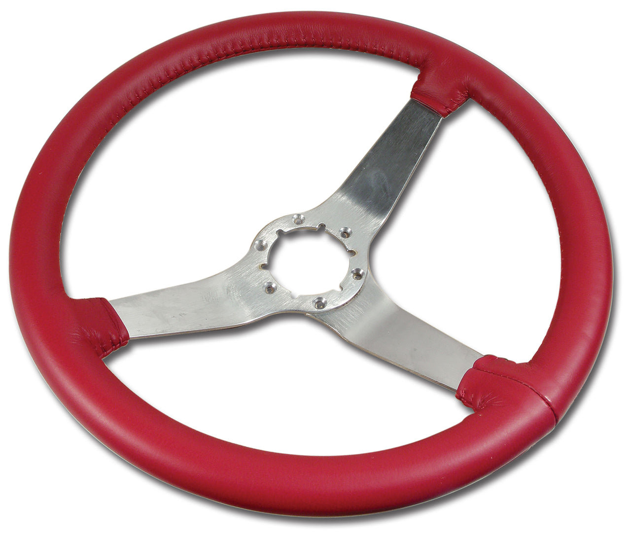 1977-1979 Corvette Reproduction Steering Wheel - Red Leather W/Satin Spokes - CA-X23724-Corvette-Store-Online