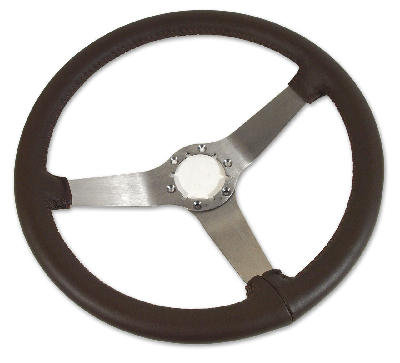 1977-1978 Corvette Reproduction Steering Wheel - Dark Brown Leather W/Satin Spokes - CA-X23755-Corvette-Store-Online