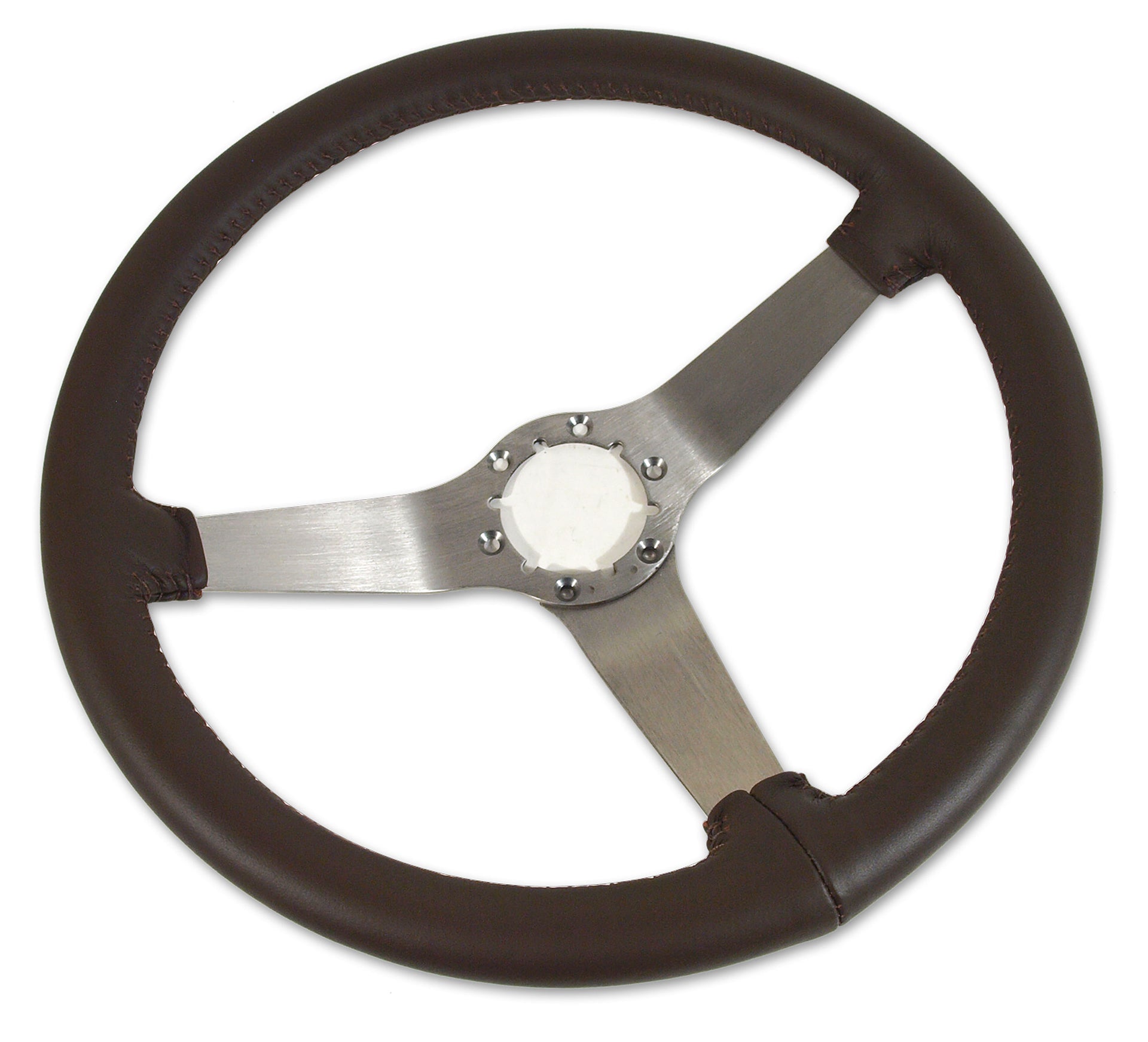 1977-1978 Corvette Reproduction Steering Wheel - Dark Brown Leather W/Satin Spokes - CA-X23755-Corvette-Store-Online