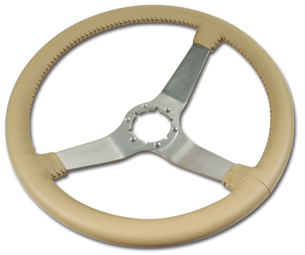 1977-1977 Corvette Reproduction Steering Wheel - Buckskin Leather W/Satin Spokes - CA-X23757-Corvette-Store-Online
