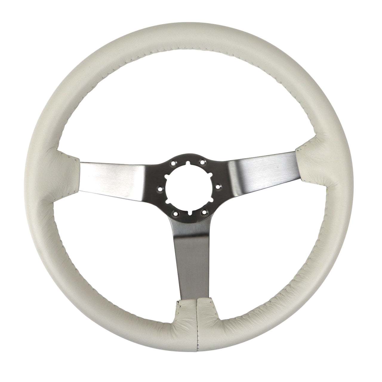 1977-1977 Corvette Reproduction Steering Wheel - White Leather W/Satin Spokes - CA-X23776-Corvette-Store-Online