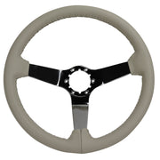 1977-1977 Corvette Leather Steering Wheel - White W/Chrome Spokes - CA-X23876-Corvette-Store-Online
